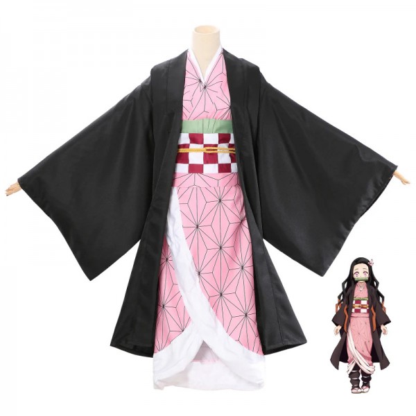 Demon Slayer Nezuko Kamado Cosplay Kostuum Outfit Set voor Volwassenen & Kinderen