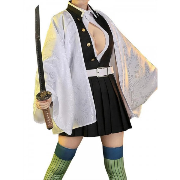 Demon Slayer Mitsuri Kanroji Cosplay Kostuum Outfit Set voor Volwassenen