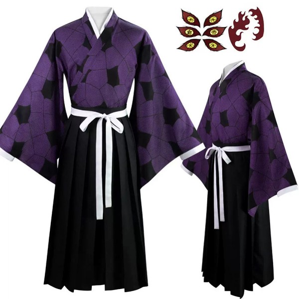 Demon Slayer Kokushibo Cosplay Kostuum Outfit Set voor Volwassenen