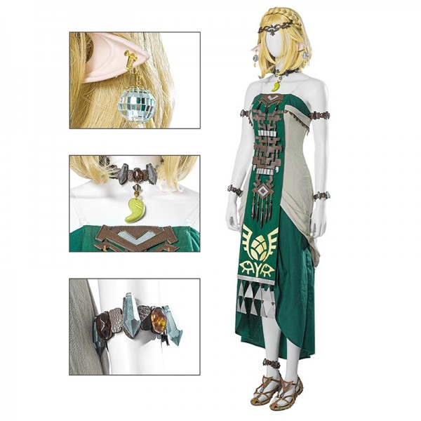 The Legend of Zelda Luxe Princess Zelda Cosplay Kostuum Outfit Set voor Volwassenen