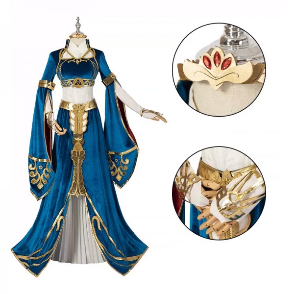 Zelda: Breath of the Wild Luxe Princess Zelda Cosplay Kostuum Outfit Set voor Volwassenen