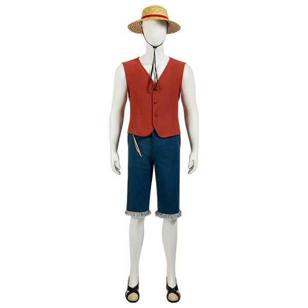 One Piece Luxe Monkey D. Luffy Cosplay Kostuum Outfit Set voor Volwassenen