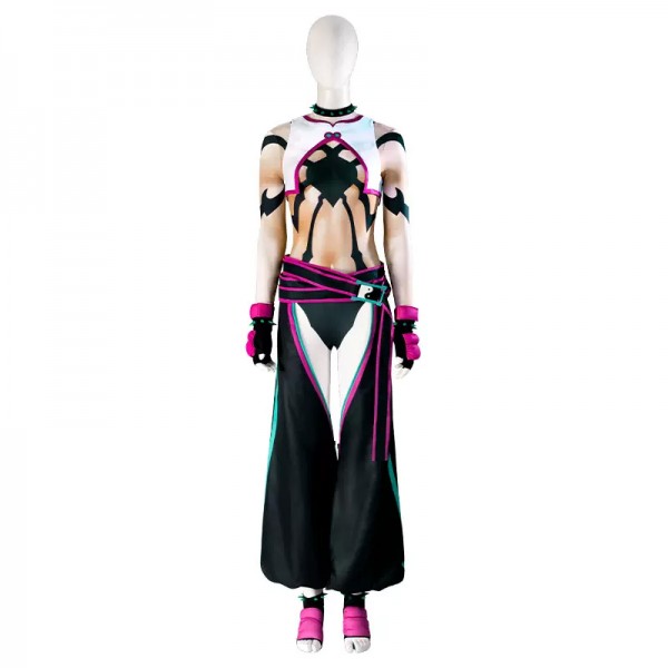 Street Fighter Juri Luxe Cosplay Kostuum Outfit Set voor Dames