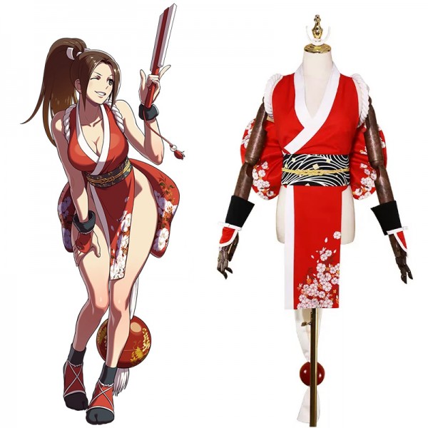 Luxe Mai Shiranui Cosplay Kostuum Outfit Set dames