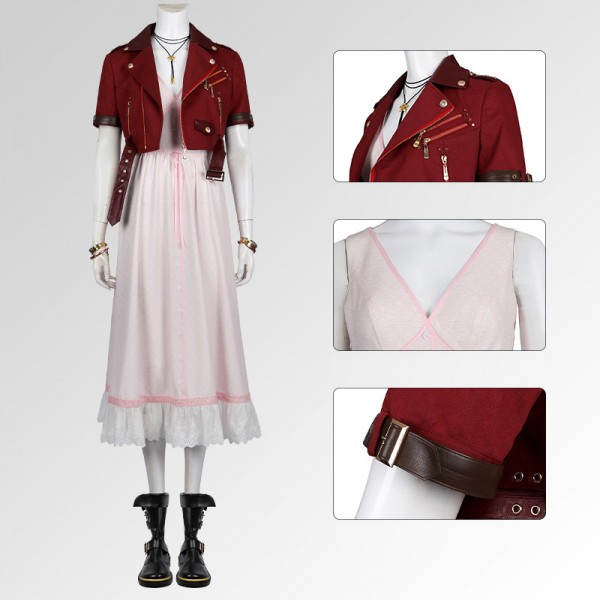 Final Fantasy VII Luxe Aerith Gainsborough Cosplay Kostuum Outfit Set voor Volwassenen