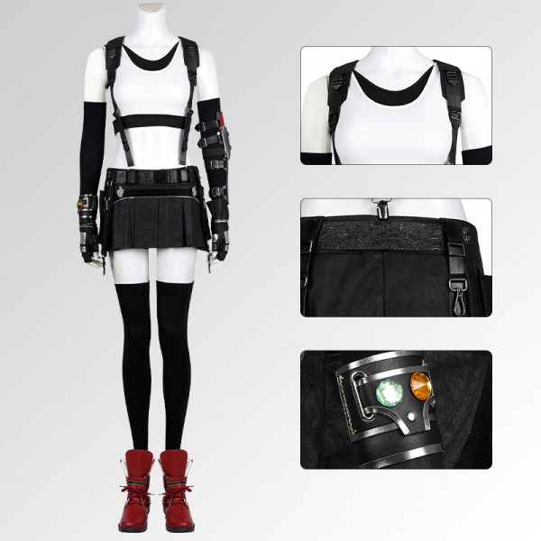 Final Fantasy VII Luxe Tifa Lockhart Cosplay Kostuum Outfit Set voor Volwassenen